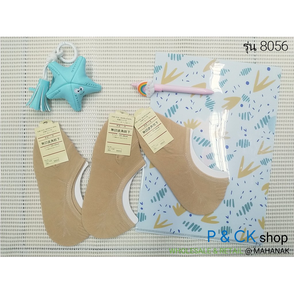 #8056 ถุงเท้าผู้หญิงข้อเว้าฟรีไซส์ [มีเจลกันลื่น] [ขายเป็นคู่]: สีพื้น, เลือกได้ 5 สี - รูปที่ 3