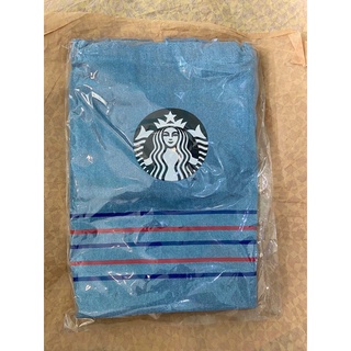 Starbucks กระเป๋าผ้ายีนส์ใบใหญ่ Stripe Denim Tote Bag