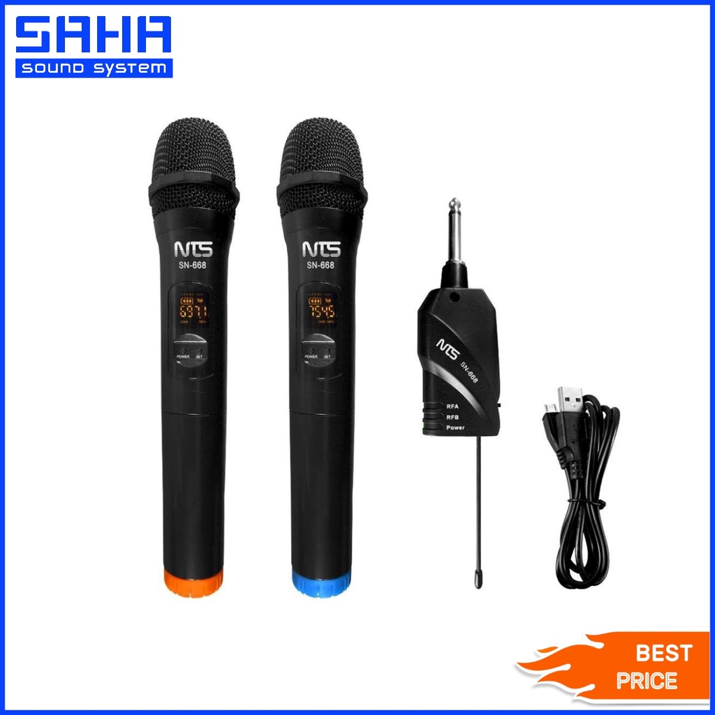NTS SN-668 ไมโครโฟนไร้สาย ถือคู่ UHF  ความถี่ใหม่ กสทช. (Receiver แบบชาร์จได้) sahasound - สหซาวด์