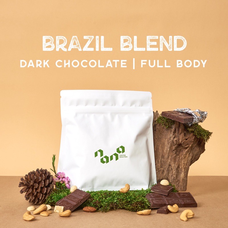 [New Size] Nana Coffee Roasters เมล็ดกาแฟ คั่วเข้ม full city - Brazil Blend 200 g. / 500g./1kg