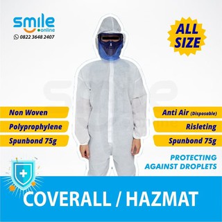 Ppe COVERALL HAZMAT อุปกรณ์เพื่อความปลอดภัยส่วนบุคคล