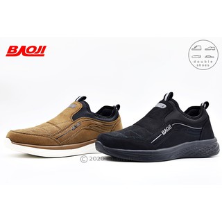 BAOJI ของแท้ 100% รองเท้าผ้าใบชาย  สลิปออน รุ่น BJM434 (สีดำ/ น้ำตาล) ไซส์ 41-45