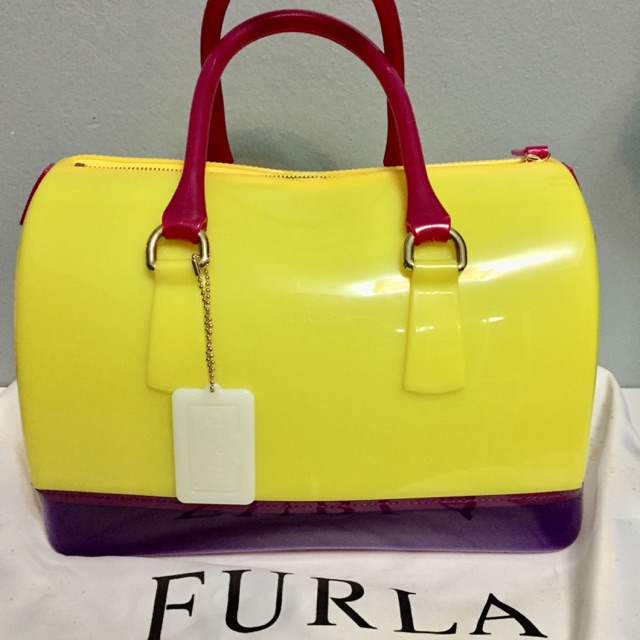 Furla candy bag twotone กระเป๋าสีลูกกวาด เหลือง/ม่วง