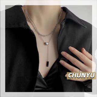 CHUNYU สร้อยคอโซ่จี้โลหะสไตล์ฮิปฮอปสําหรับผู้หญิง 214