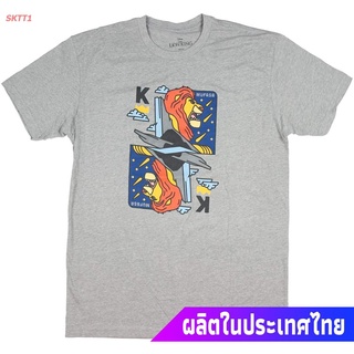 ผ้าฝ้ายแท้เสื้อยืดกีฬา Disney Mens The Lion King Mufasa Design T-Shirt Sports T-shirtS-4XL