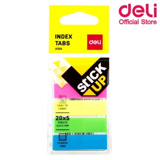 เทปอินเด็กซ์ (5สี)  5x20 ขนาด44x12mm Deli A10402 Sticky Note