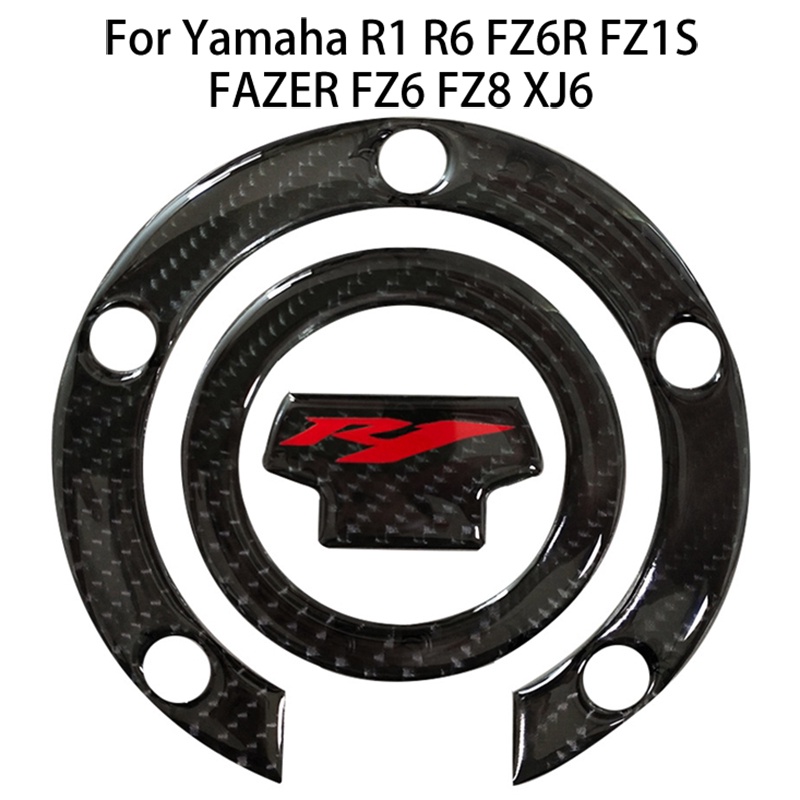 For Yamaha R1 R6 FZ6R FZ1S FAZER FZ6 FZ8 XJ6 3D Carbon Fiber Motorcycle Fuel Gas Cap Cover Tank Pad 