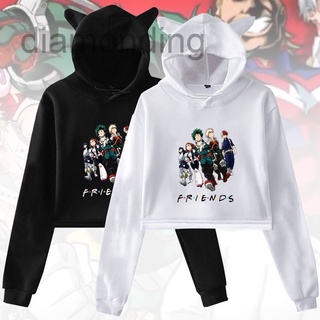 เสื้อกันหนาวเสื้อฮู้ดดี้พิมพ์ลายการ์ตูน My Hero Academia Sudadera ลําลองสําหรับผู้หญิง