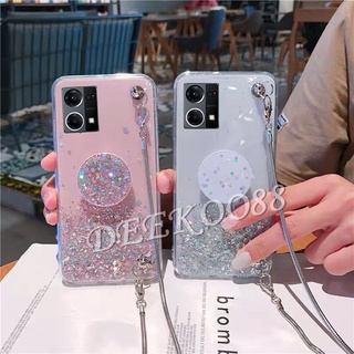 เคสโทรศัพท์มือถือ TPU แบบนิ่ม ลายกากเพชร พร้อมสายคล้อง สําหรับ OPPO Reno 7 7Z 7Pro 6 6Z 6Pro A76 A96 5G 4G Reno7 Reno6 Z Pro OPPOA96