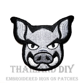 ตัวรีดติดเสื้อ ตัวรีดหมูป่า หมู หมูป่า การ์ตูน Warthog Hog Boar Patch งานปัก WOP DIY ตัวรีด อาร์มติดเสื้อ ลาย สัตว์ เท่ๆ