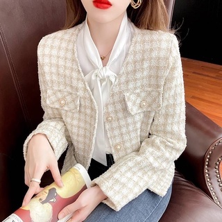 💥1966#เสื้อแขนยาว ผ้าทวิต งานสวย แต่งกระเป๋าคู่ เนื้อผ้าเกรดดี(100%) เพิ่มความสวยหรูหร่า ด้วกะดุมไข่มุก💥💥