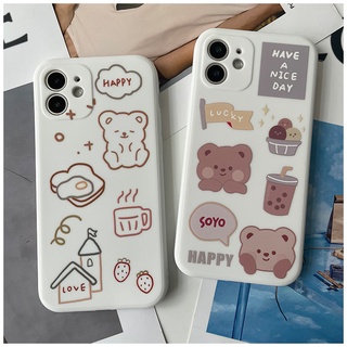 CASE IPHONE 6 6S 7 8 PLUS X XS XR 11 12 13 MINI PRO MAX  Happy bear TPU soft case