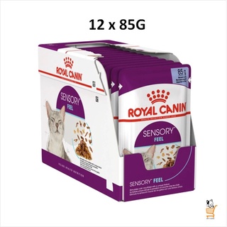 Royal Canin SENSORY FEEL Jelly [85g x 12 ซอง ] อาหารแมวโตช่างเลือก เนื้อสัมผัส อาหารเปียก แมว อาหารแมว Cat