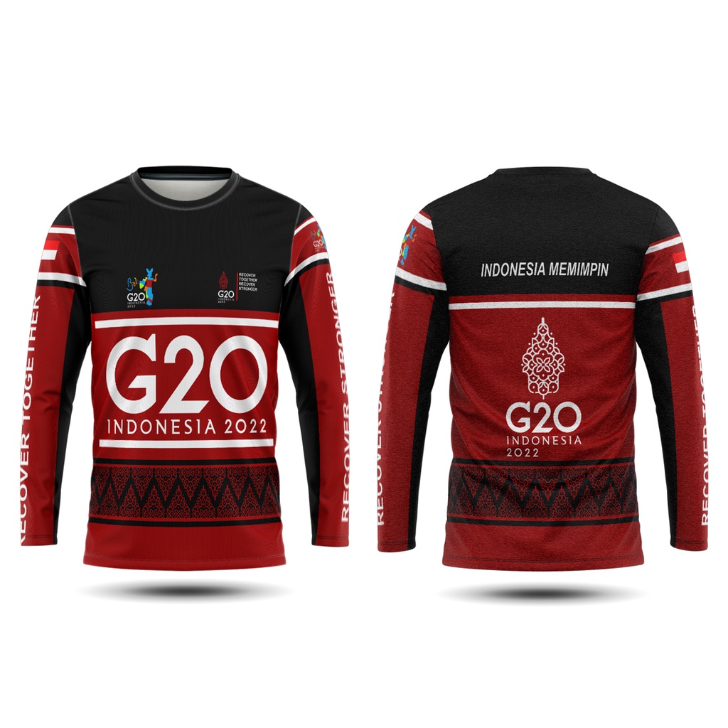 [Tinishop] G20 Indonesia เสื้อยืดแขนยาว | เสื้อยืดโอคอ G20 | G20 อินโดนีเซีย Mens T-Shirt Leading