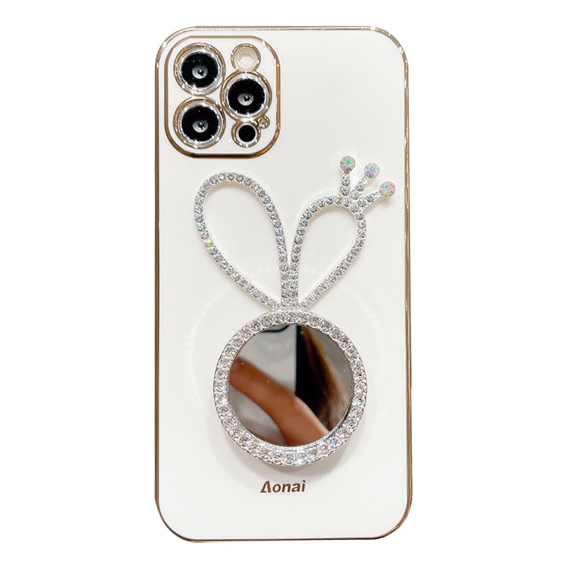 สําหรับ apple iPhone 16 15 14 13 12 11 Pro Max iPhone X XR XS Max 7 8 6 6s 14 15 Plus mini SE 2020 Blingเพชรกระจกขาตั้งผู้ถือชุบเคสโทรศัพท์นุ่มกลับคลุมทั้งหมด