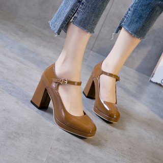 รองเท้าส้นสูง รองเท้าแมรี่แจนงานสวยหนังเคลือบเก๋สุด Size 35-40