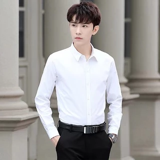 เสื้อเชิ้ตแขนยาวสีพื้น สไตล์ลำลอง เสื้อแต่งตัวประจำวัน ผ้านุ่ม