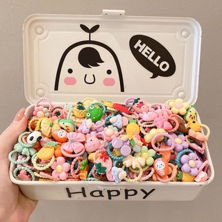 พร้อมส่ง ยางรัดผมลายการ์ตูน ยางรัดผมเด็กสไตล์เกาหลี 50เส้น(คละลาย) ยางรัดผมจิ๋ว ยางมัดผม ยางรัดผมเส้นเล็ก ตกแต่งผม