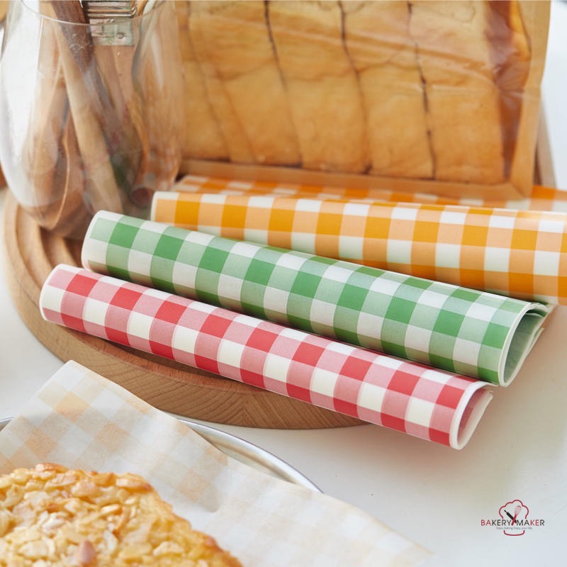 กระดาษห่ออาหาร ลายตาราง 4 สี Food wrapping paper wax paper กระดาษรองขนม กระดาษห่อเบอร์เกอร์ ราคา ถูกที่สุด ดีลบีเคเค แกลเลอรีภาพที่ 3