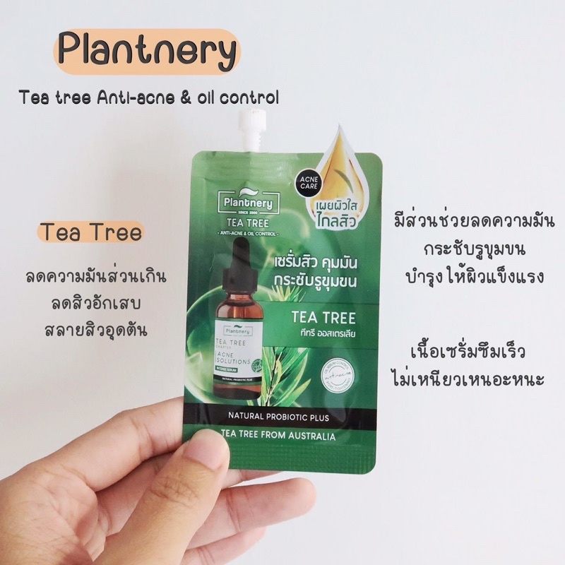 (3ซอง59฿)Plantnery Tea Tree Intense Serum เซรั่มทีทรีเข้มข้น สูตรพิเศษสำหรับผู้มีปัญหาสิว ผิวแพ้ง่าย
