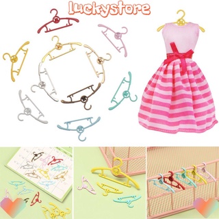 LUCKY 5pcs Multi-colors Dress Clothes Hanging Metal Wardrobe Accessories Mini Hangers Cute 1/6 Doll 4cm/6.5cm/7.5cm High Quality Dollhouse Furniture Decorations/Multicolor