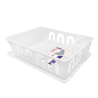 ชั้นคว่ำจานพลาสติกมีถาดรองรุ่น KECH EASY PLASTIC DISH DRAINER WITH TRAY KECH EASY