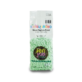 🔥แนะนำ!! เจนจู เม็ดไข่มุก สีเขียว 1 กิโลกรัม Jen Joo Green Tapioca Pearl 1 kg