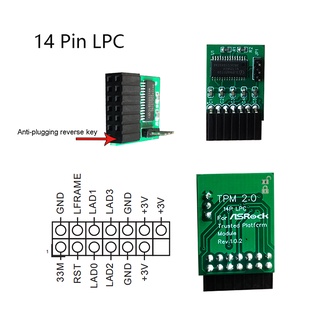 อะไหล่เมนบอร์ดการ์ด SPI 14 Pin LPC 14 18 20 Pin TPM2.0 แบบเปลี่ยน สําหรับ Asrock TPM2 -SLI -S -SPI