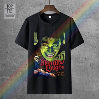 เสื้อยืดโอเวอร์ไซส์เสื้อยืด ผ้าฝ้าย 100% พิมพ์ลายโปสเตอร์ภาพยนตร์ The Man Who Laughs Paul Leni 1928 สีดํา สําหรับผู้ชาย