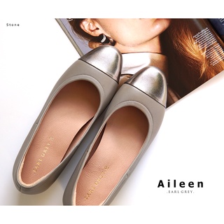 EARL GREY รองเท้าหนังแกะแท้ หนังนิ่ม พื้นนุ่ม มีซัพพอร์ต รุ่น Aileen series in Stone