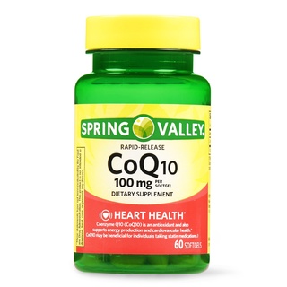 Spring Valley  Coq10 100 mg 60 เม็ด บำรุงหัวใจ ดูแลสุขภาพ ทานได้ 2 เดือน