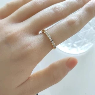 แหวนเพชร สเตนเลส 18K สีโรสโกลด์ สไตล์เกาหลี ญี่ปุ่น เรียบง่าย ไม่จางหาย