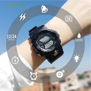 Koryes นาฬิกาข้อมือดิจิทัล LED กันน้ํา ปรับได้ 5 สี สําหรับนักเรียน