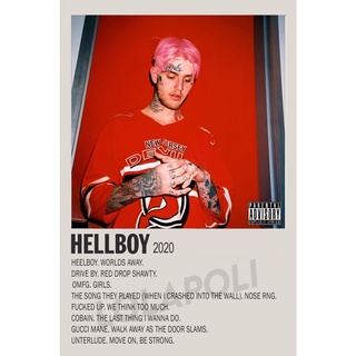 โปสเตอร์ มันวาว พิมพ์ด้านเดียว ขนาด A5 14.8 ซม. x 21 ซม. รูปปกอัลบั้ม Hellboy - Lil Peep