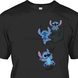 [S-5XL]เสื้อยืดแขนสั้นลําลอง ผ้าฝ้าย พิมพ์ลาย Stitch สีดํา สําหรับผู้ชาย ไซซ์ s 4Xl - in - 2022