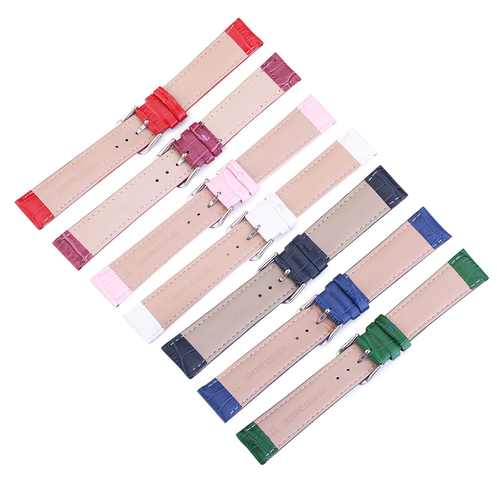 สายนาฬิกาข้อมือ หนังวัวแท้ ขนาด 12 มม. 14 มม. 16 มม. 18 มม. 20 มม. 22 มม. กว้าง 24 มม. สีพื้น สําหรับผู้ชาย และผู้หญิง