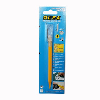 คัตเตอร์ OLFA  AK-5/5B พร้อมใบมีด 5 ใบ มีดคัตเตอร์สำหรับงานฝีมือ