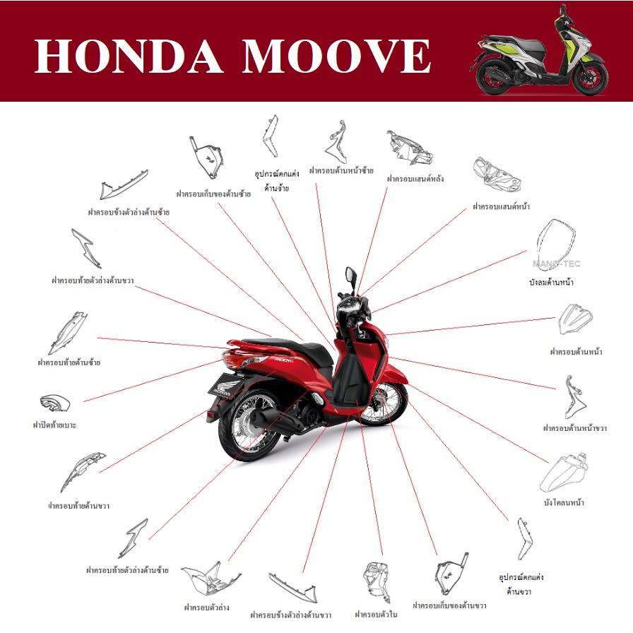 ชุดสี ฮอนด้า Moove มูฟ เบิกศูนย์แท้ แฟริ่ง กาบ เปลือย (ระบุสีได้ในแชท) สินค้าจากศูนย์แท้ ได้มาตรฐาน