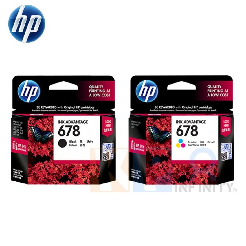 HP 678 Black (CZ107AA) + HP 678 Tri-color (CZ108AA) Original InkCartridge (Black&Color)