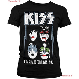 เสื้อยืดผ้าฝ้ายพิมพ์ลายขายดีKISS Officially Licensed I Was Made For Lovin You Women T-Shirt คิส วงร็อค เสื้อพิมพ์ลาย เส