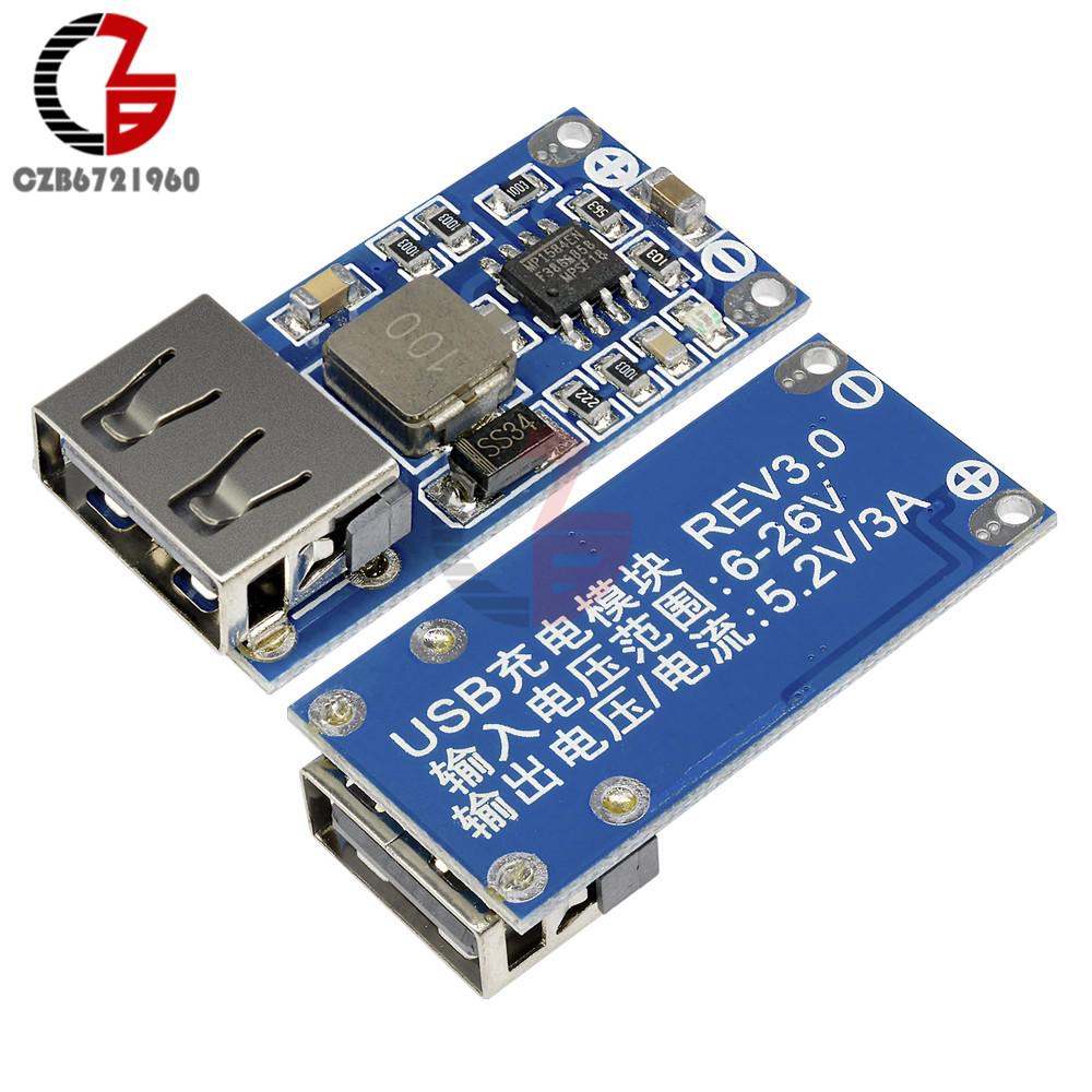 dc 12v 24 v to 5 v 3a usb dc - dc step down โมดูลแปลงแรงดันไฟฟ้าสําหรับโทรศัพท์มือถือรถยนต์