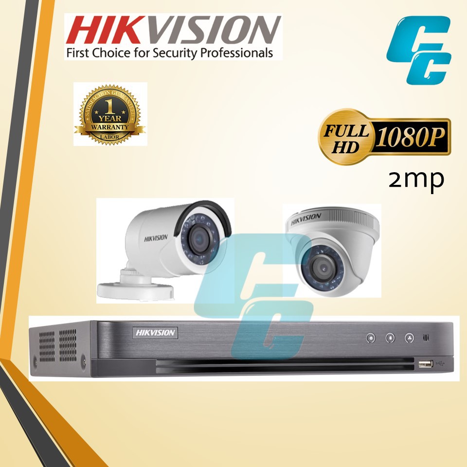 HIKVISION 2MP DVR & กล้อง - DS-7204HQHI-K1/E / DS-2CE16D0T / DS-2CE56D0T