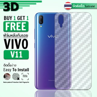 ซื้อ 1 แถม 1 ฟรี!! ฟิล์มหลัง กันรอย Vivo V11 ลายเคฟล่า