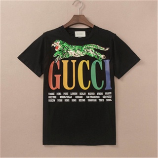 ถูกสุดๆพร้อมส่ง Gu-C-C-I เสื้อยืดแขนสั้นผ้าฝ้ายคลาสสิกแฟชั่นฤดูร้อน Unisex S-Xxlรหัสเต็ม