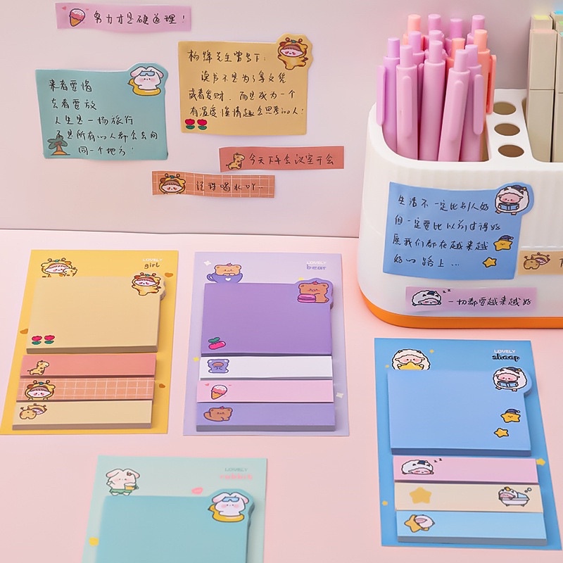 [ขายดี] กระดาษโน๊ต 2 IN 1 สีสวยน่ารัก กระดาษโน้ต post note เครื่องเขียน จดบันทึก โน๊ต สมุดโน้ต หนังสือเรียน โพสอิท