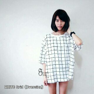 WHITE Grid Top (Oversize)