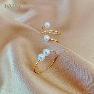 Ivory แหวนนิ้วมือ โลหะผสม ประดับเพทาย สไตล์เกาหลี เรโทร สําหรับผู้หญิง นักเรียน