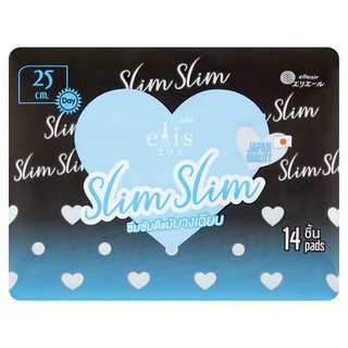 เอลิส สลิม สลิม ผ้าอนามัยแบบมีปีก สำหรับกลางวัน 25ซม. 14 ชิ้น ผ้าอนามัย Elis Slim Slim 25cm Day Sanitary Napkin with Win