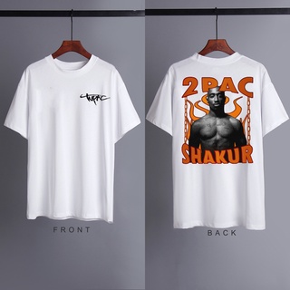 เสื้อคนอ้วนผญ - 2PAC Tupac แขนสั้นแฟชั่นสตรีทตัวละครย้อนยุคเสื้อผ้าสั้น 2PAC เสื้อยืดคอกลม