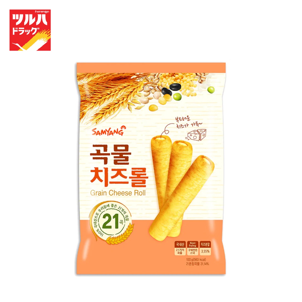 ซัมยัง เกรนชีสโรล ธัญพืชอบกรอบสอดไส้ชีส 80 กรัม/Samyang Grain Cheese Roll 80 g.